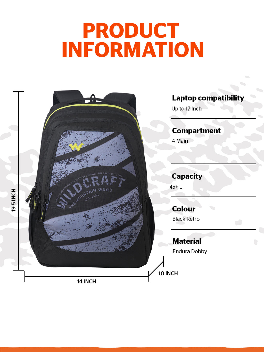 Wildcraft Outlander 45+  Laptop Backpack With RainCover for Men & Women