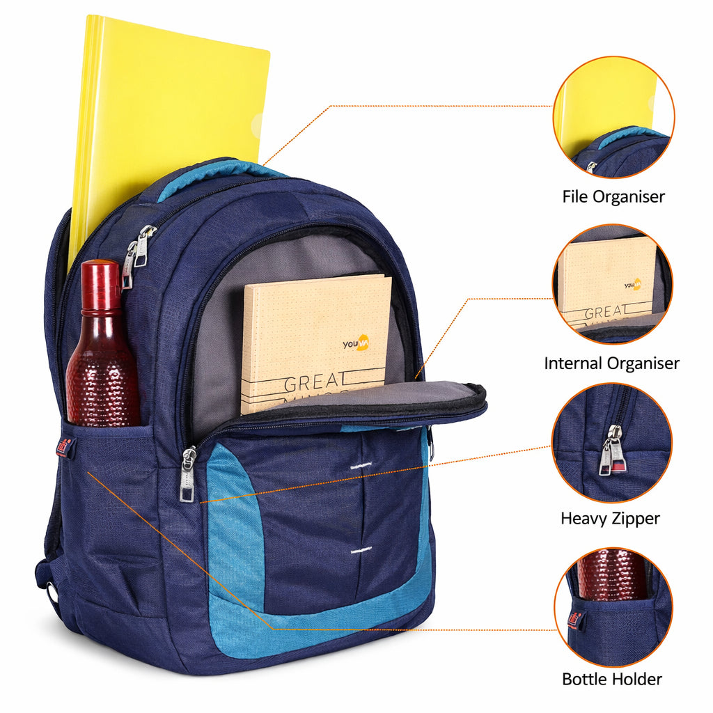 Dhariwal 26L वाटर रेज़िस्टेंट ड्युअल कम्पार्टमेंट मैटी स्कूल बैग स्कूल बैग SCB-305 क्लास 1 से 4