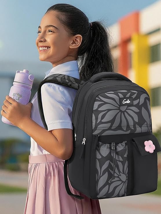 Genie Poetry School Backpack For Girls |17 Inch 27 L - Black