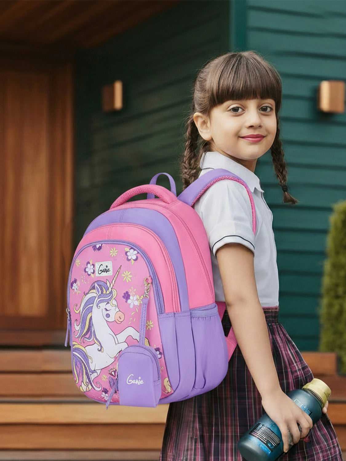 Genie 20 L Twinklecorn School Backpack For Girls |15 Inch - Pink
