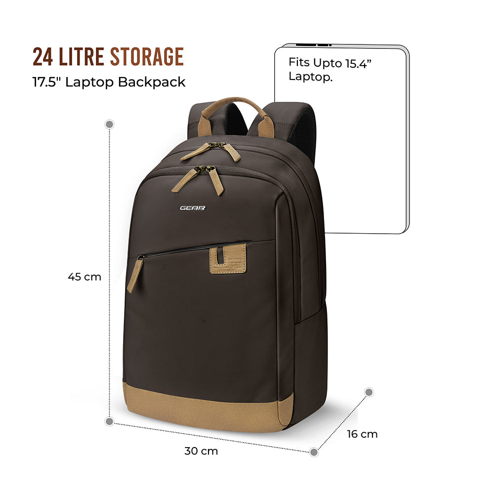 Gear Compact 17.5" Faux Leather Water resistant Laptop | Travel Backpack | Casual Backpack for men/women