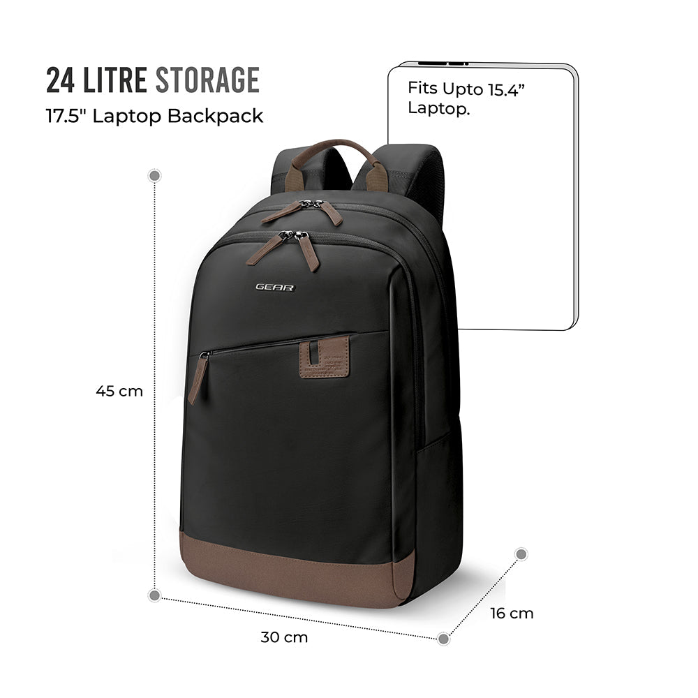 Gear Compact 17.5" Faux Leather Water resistant Laptop | Travel Backpack | Casual Backpack for men/women