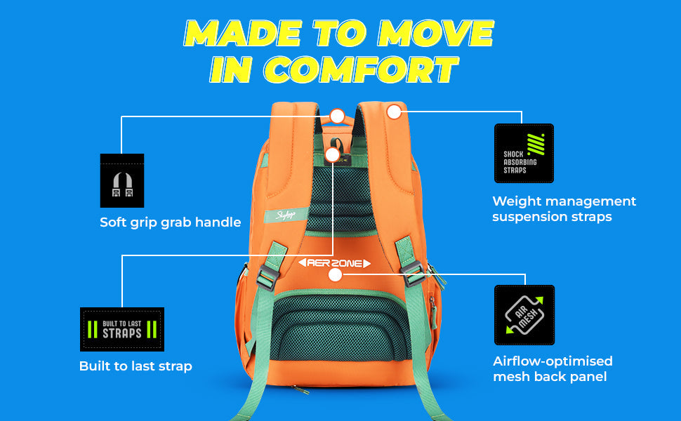 Skybags Sonic Pro School Backpack, 42L,
