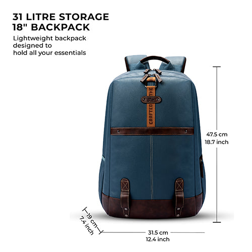 Gear Classic 4 19"/31L Medium Faux Leather Anti Theft Laptop Backpack | Casual | Travel | College Bag For Men/Women