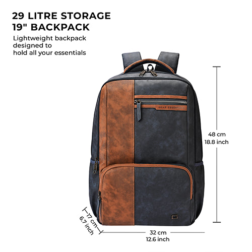 Gear Vintage 4 19"/29L Anti Theft Faux Leather  4 Compartment Laptop Backpack /Casual Backpack College Bag For Men/Women