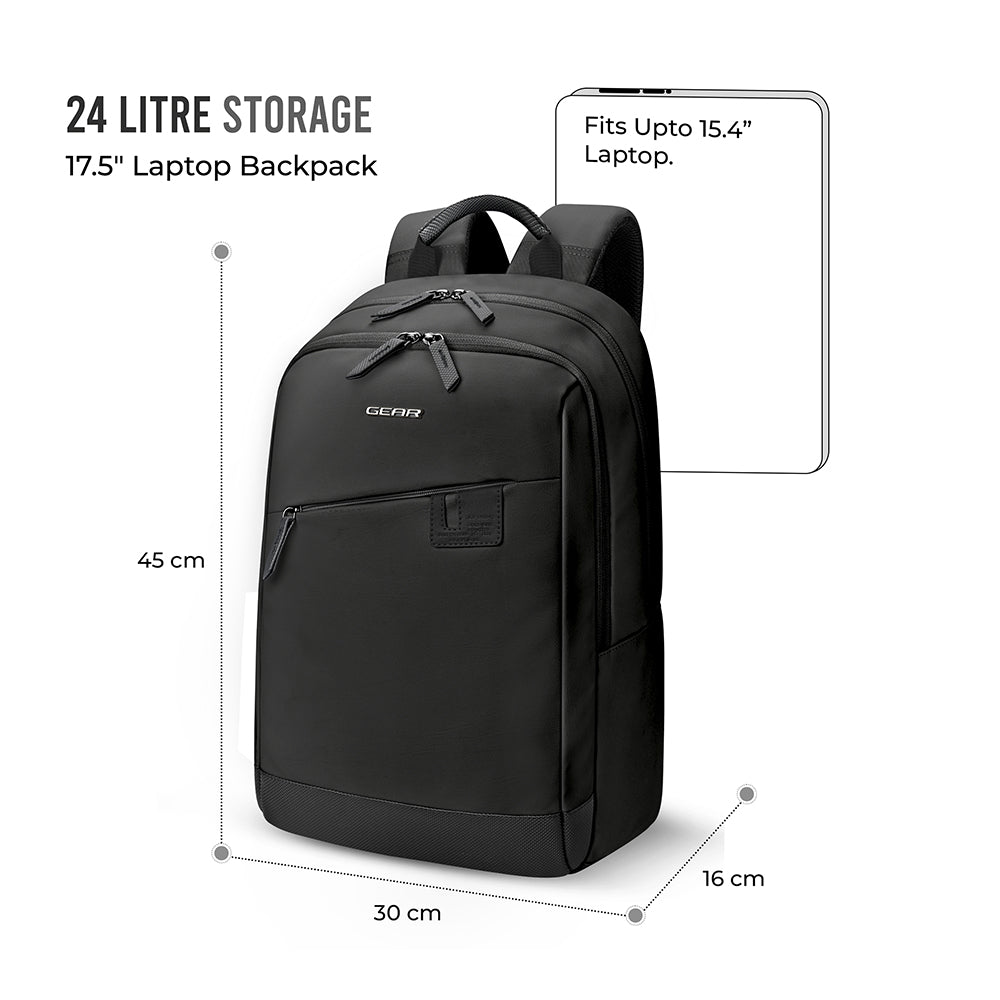 Gear Compact 17.5" Faux Leather Water resistant Laptop | Travel Backpack | Casual Backpack for men/women