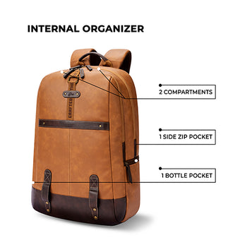 Gear Classic 4 19"/31L Medium Faux Leather Anti Theft Laptop Backpack | Casual | Travel | College Bag For Men/Women