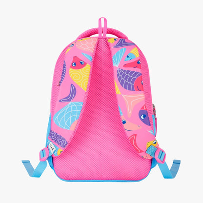 Genie Finley Kids Backpacks, 15" Cute, Colourful Bags for Girls, Water Resistant and Lightweight, 3 Compartment with Happy Pouch, 20 Liters, Nylon Twill