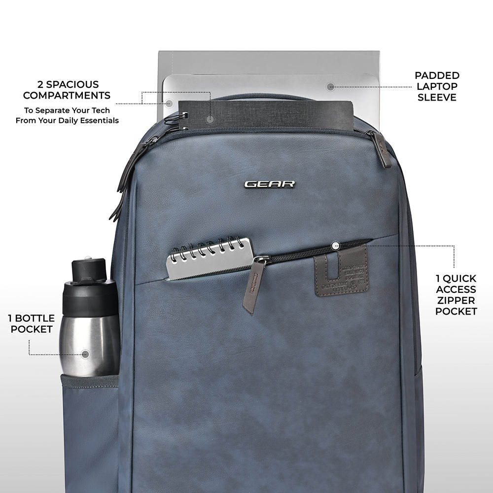 Gear Compact 17.5" Faux Leather Water resistant Laptop | Travel Backpack | Casual Backpack for men/women