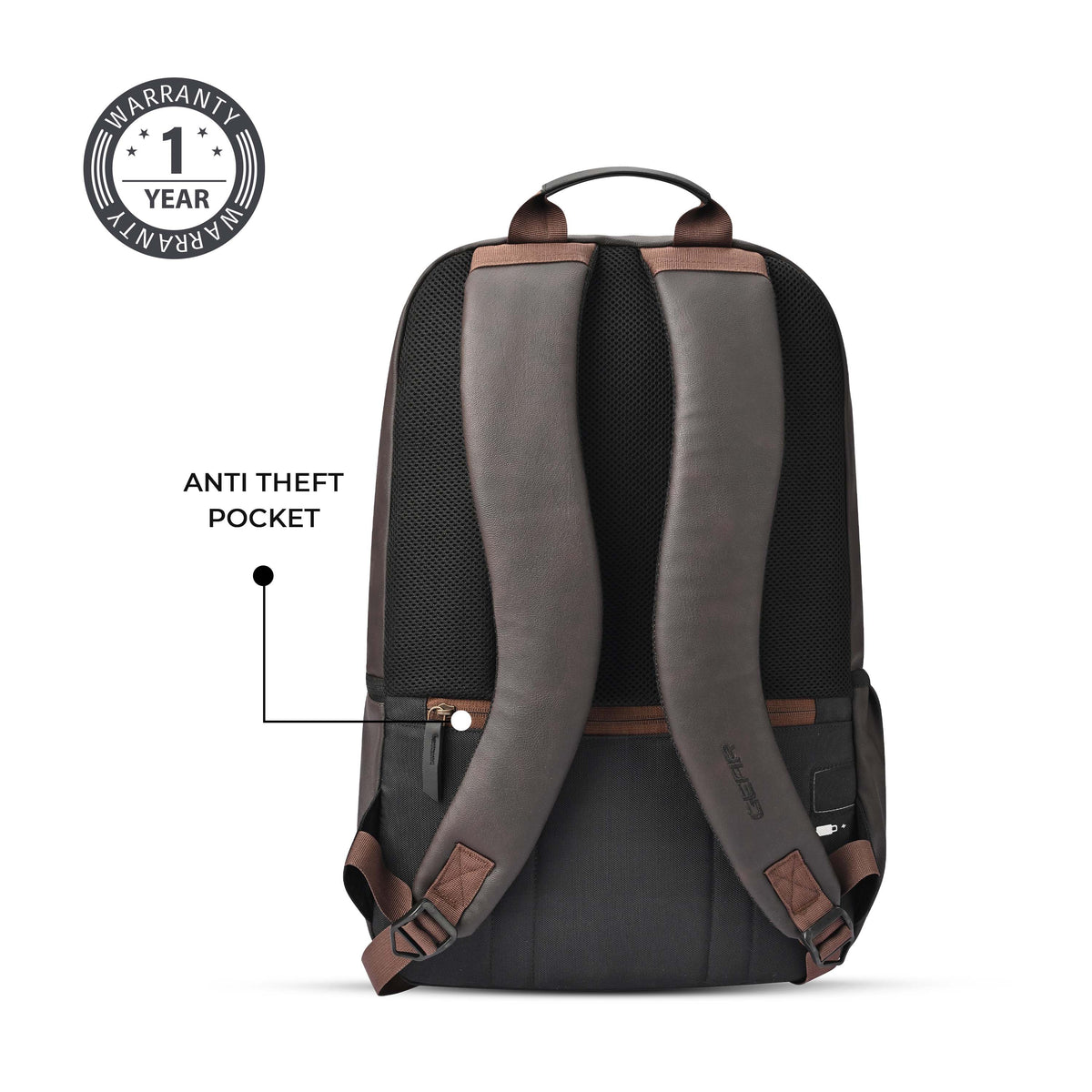 Gear Classic 4 19"/31L Medium Faux Leather Anti Theft Laptop Backpack | Casual | Travel | College Bag For Men/Women