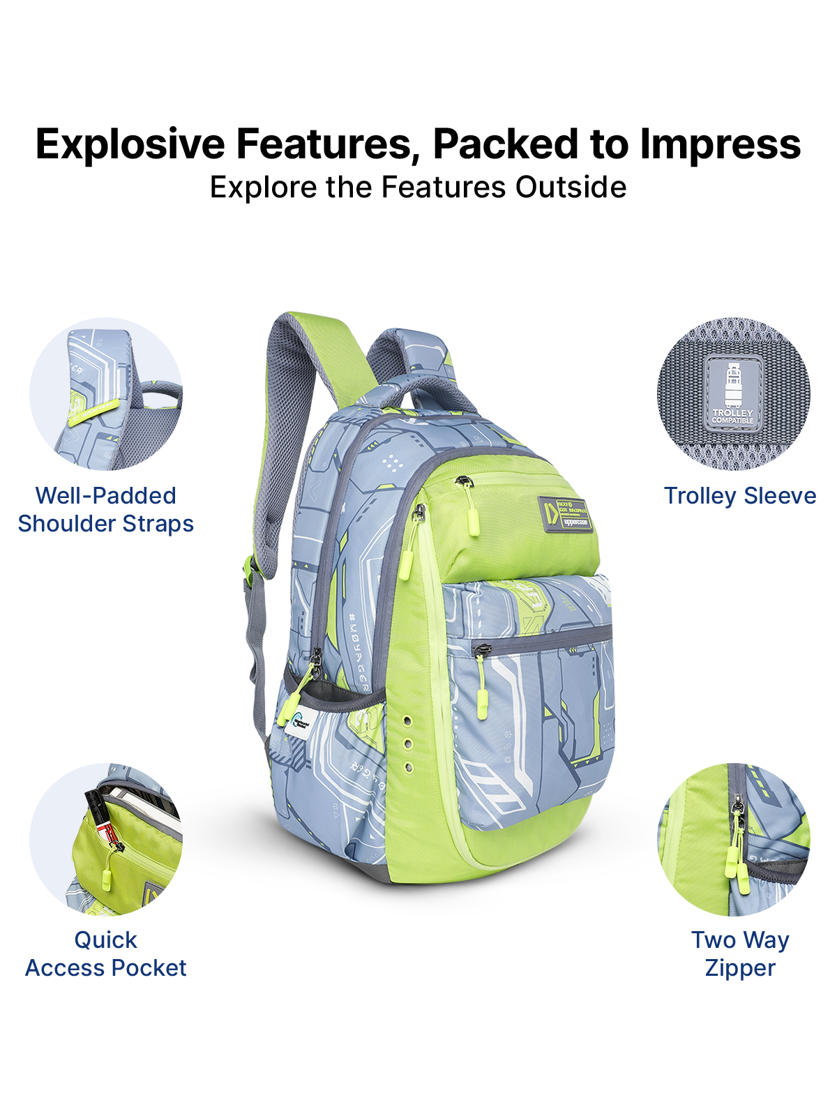 Uppercase Pixel 01 Laptop Backpack Triple Compartment School Bag 36L