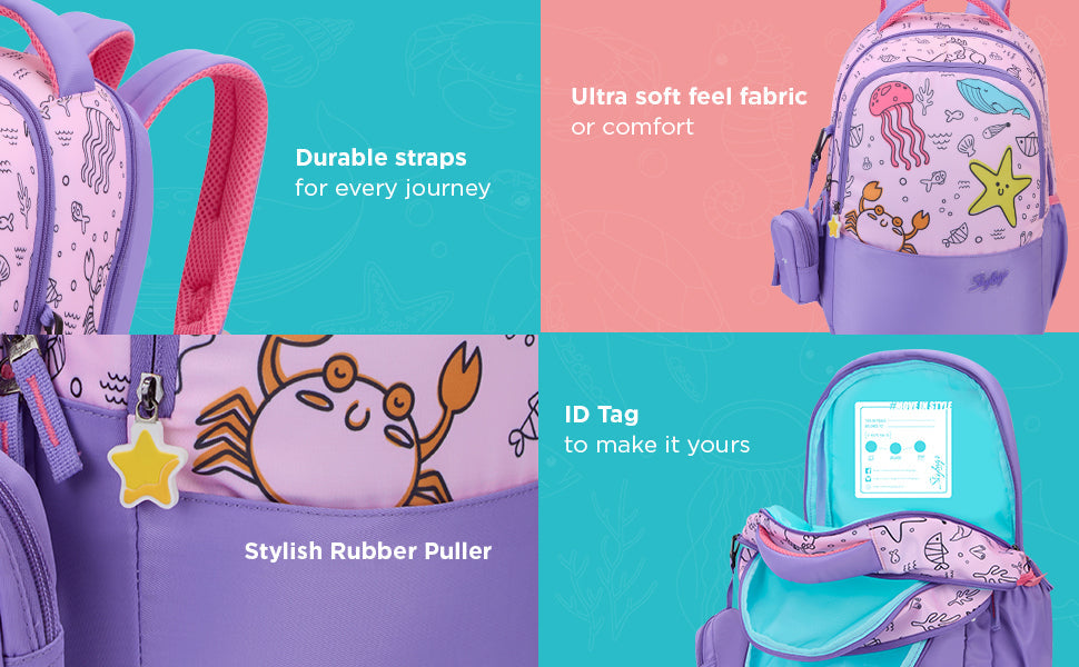 SKYBAGS|Ruby |Purple|School Bag for kids| School Bag for girl-22L