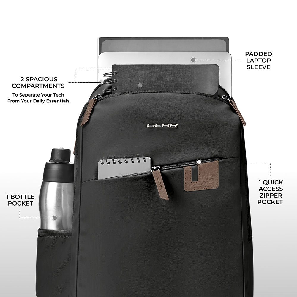 Gear Compact 17.5" Faux Leather Water resistant Laptop | Travel Backpack | Casual Backpack for men/women