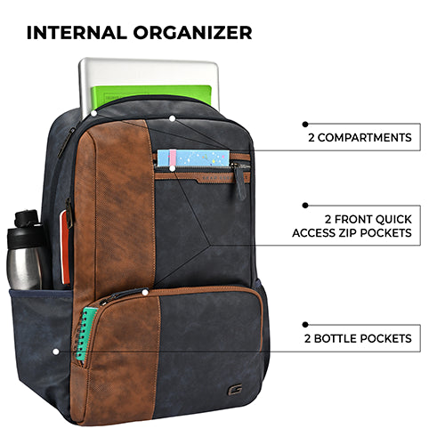 Gear Vintage 4 19"/29L Anti Theft Faux Leather  4 Compartment Laptop Backpack /Casual Backpack College Bag For Men/Women
