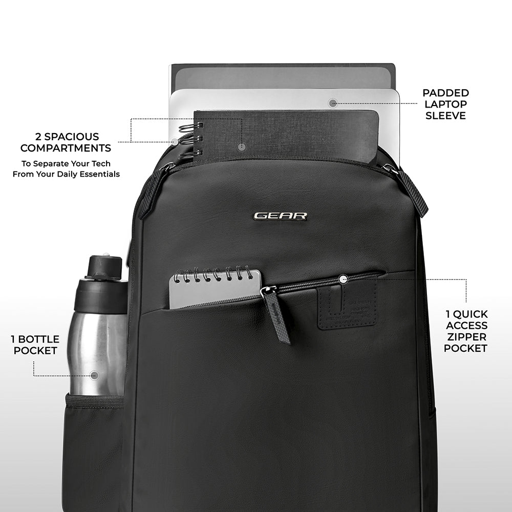 Gear Compact 17.5" Faux Leather Water resistant Laptop | Travel Backpack | Casual Backpack for men/women