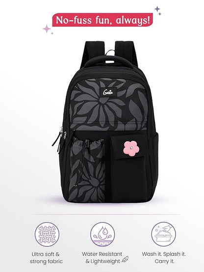 Genie Poetry School Backpack For Girls |17 Inch 27 L - Black