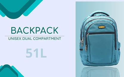 धारीवाल यूनिसेक्स ड्यूल कम्पार्टमेंट लैपटॉप बैकपैक रेन कवर के साथ 51L LB-106