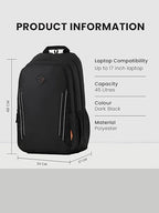 Wildcraft 3 Compartments Dark Edition 45 L PBP Backpack, Black