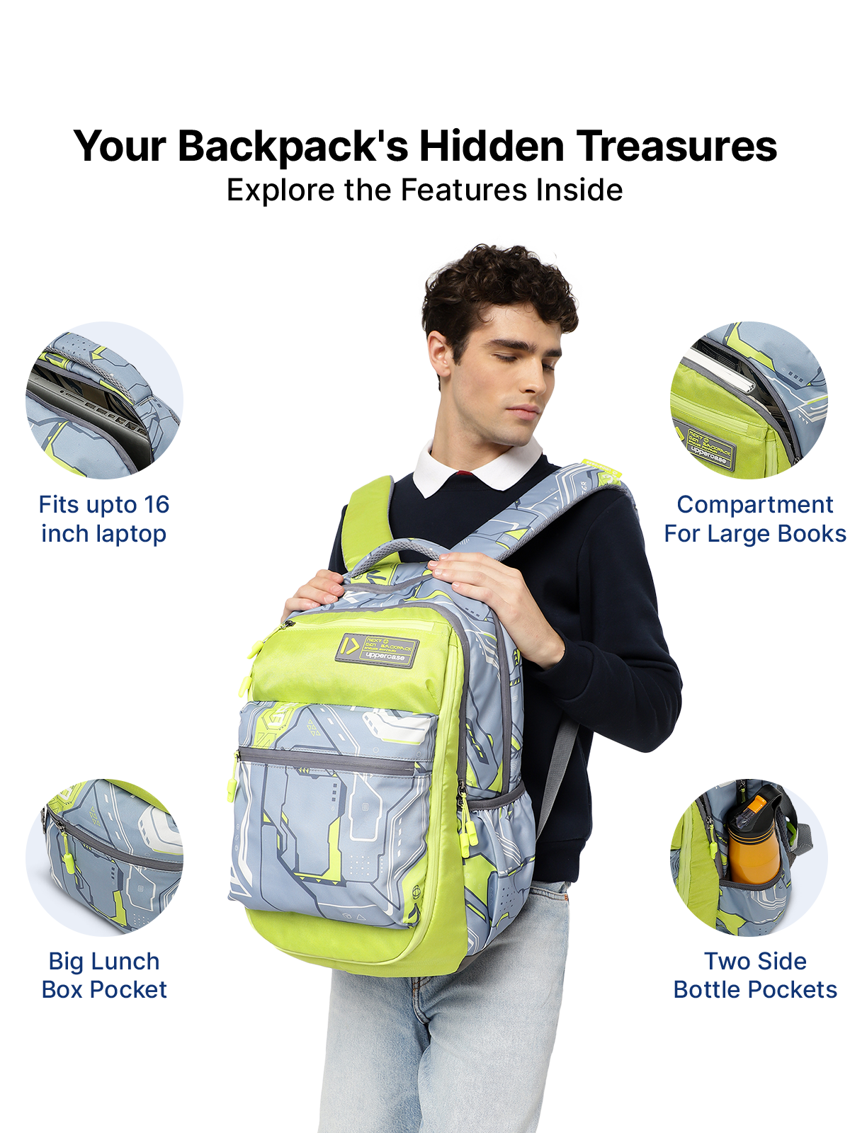 Uppercase Pixel 01 Laptop Backpack Triple Compartment School Bag 36L