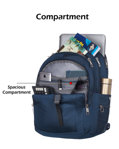 धारीवाल यूनिसेक्स ड्यूल कम्पार्टमेंट लैपटॉप बैकपैक रेन कवर के साथ 51L LB-106
