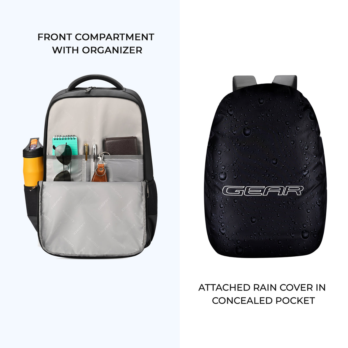 Gear Quantum 3 18"/29L Antitheft Large Faux Leather Laptop backpack with Raincover /Travel /College Bag For Men/Women