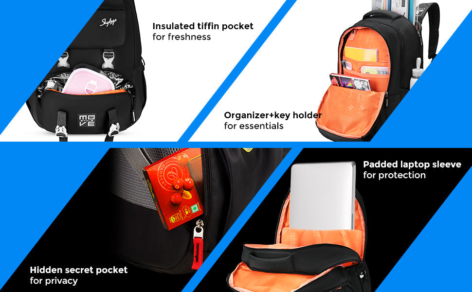 Skybags Sonic Pro School Backpack, 42L,