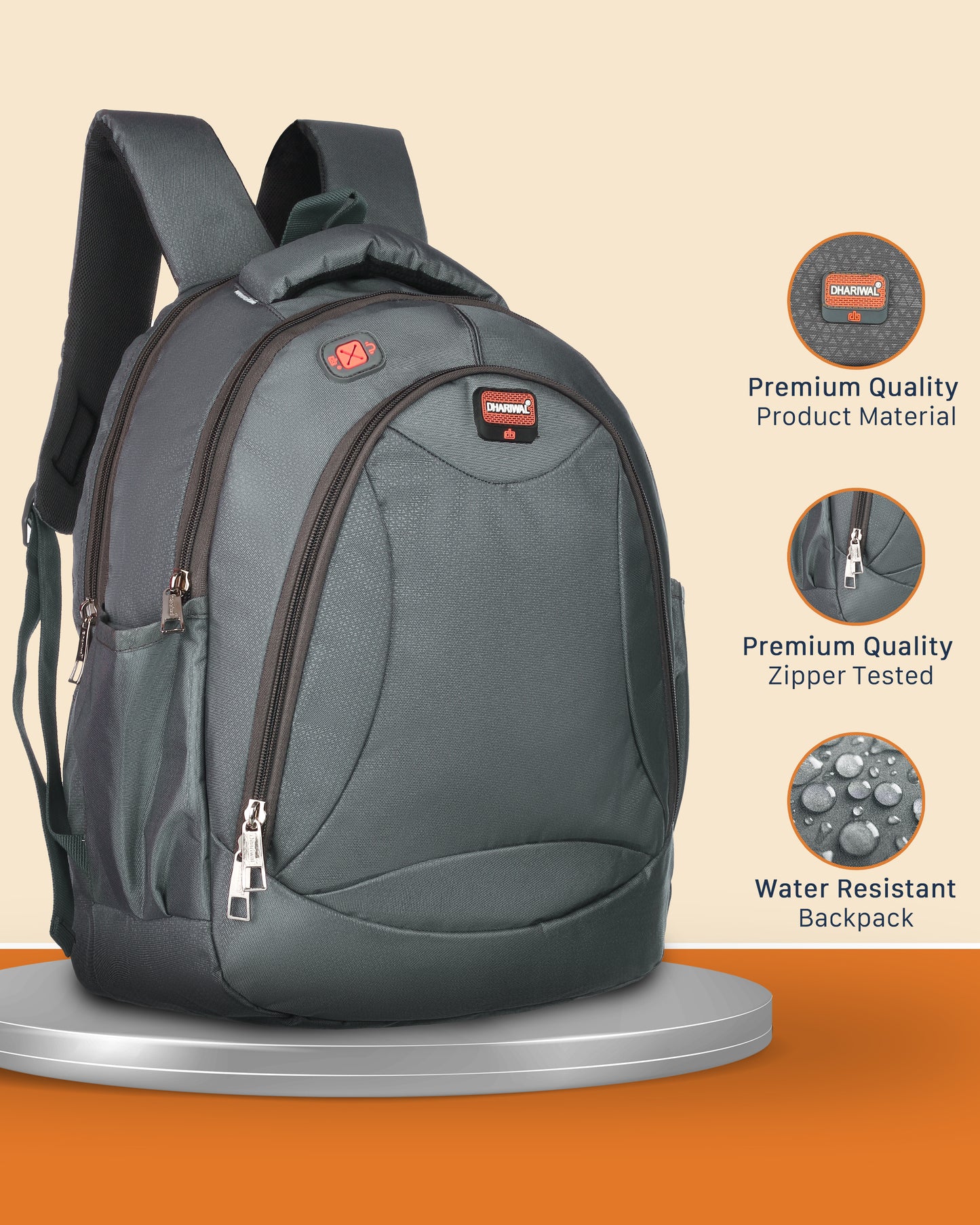 Dhariwal 27L BP-208 Unisex Backpack| Strong & Lightweight | Laptop compartment
