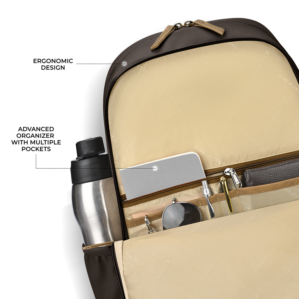 Gear Compact 17.5" Faux Leather Water resistant Laptop | Travel Backpack | Casual Backpack for men/women
