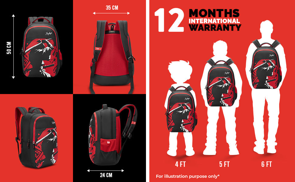 Skybags KYRO 02 SCBP KATANA RED BLACK