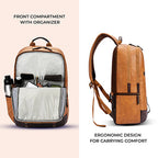 Gear Classic 4 19"/31L Medium Faux Leather Anti Theft Laptop Backpack | Casual | Travel | College Bag For Men/Women