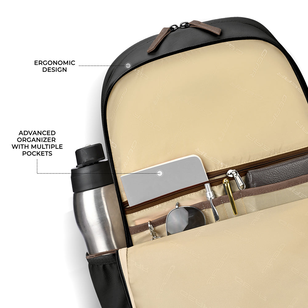 Gear Compact 17.5" Faux Leather Water resistant Laptop | Travel Backpack | Casual Backpack for men/women