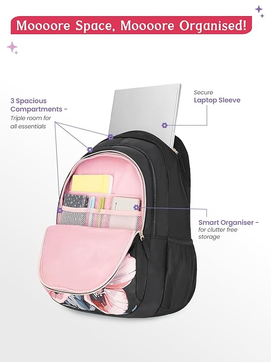 Genie Evepetal Laptop Backpack  For Girls |19 Inch-36 L