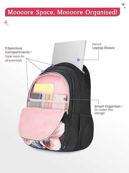 Genie Evepetal Laptop Backpack  For Girls |19 Inch-36 L