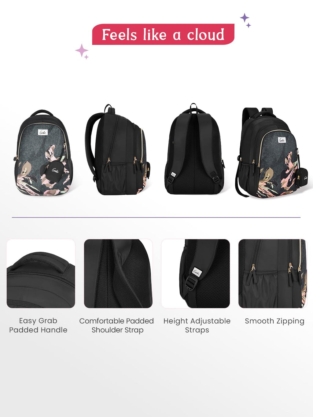 Genie Seabloom Backpack For Girls |19 Inch - 36 L