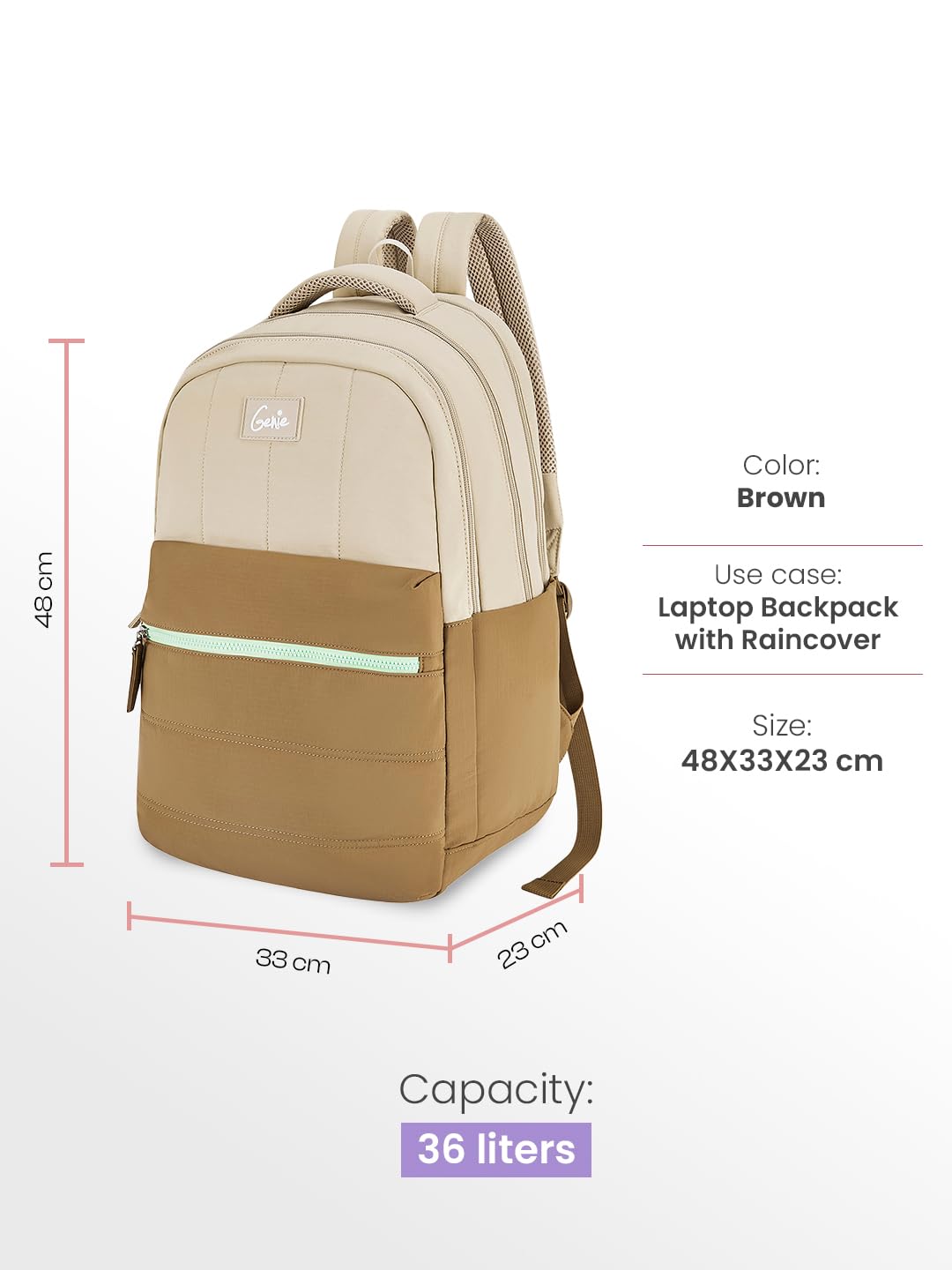 Genie Marshmellow Backpack For Girls |19 Inch-36 Litres