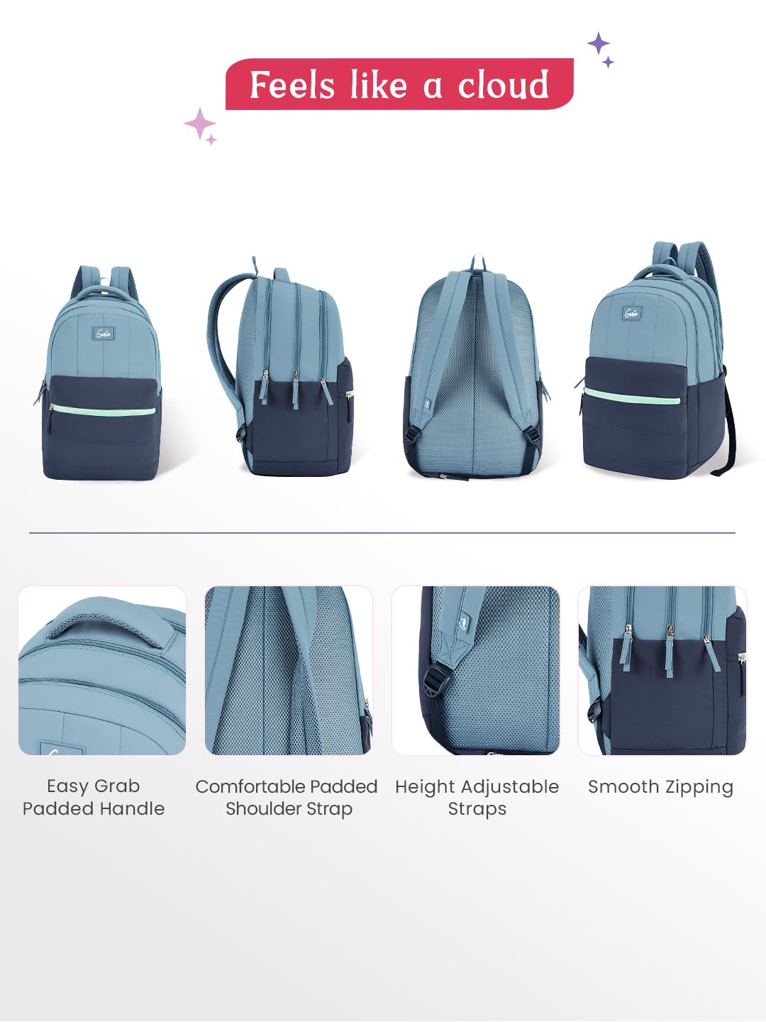 Genie Marshmellow Backpack For Girls |19 Inch-36 Litres