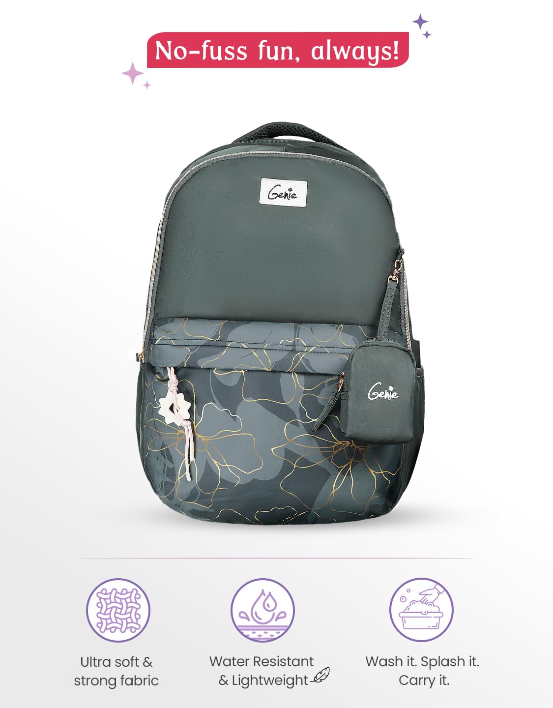 Genie 40 L Marilit Laptop  School Backpack For Girls |19 Inch - Grey