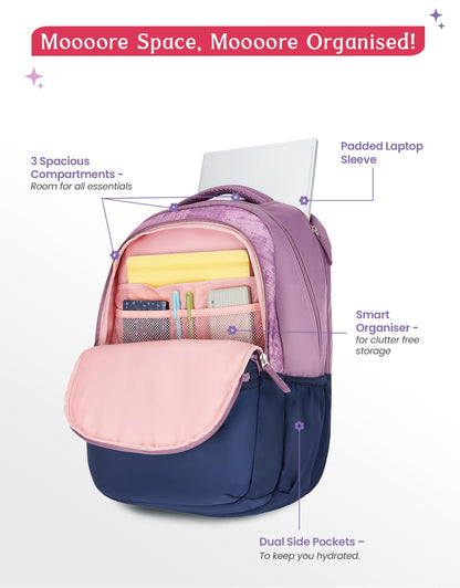 Genie Nora Backpack For Girls |19 Inch-40 Litres