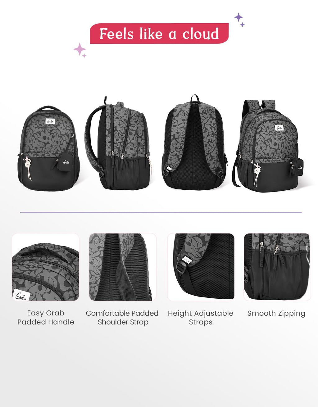 Genie Eleanor Backpack For Girls |19 Inch-40 Litres