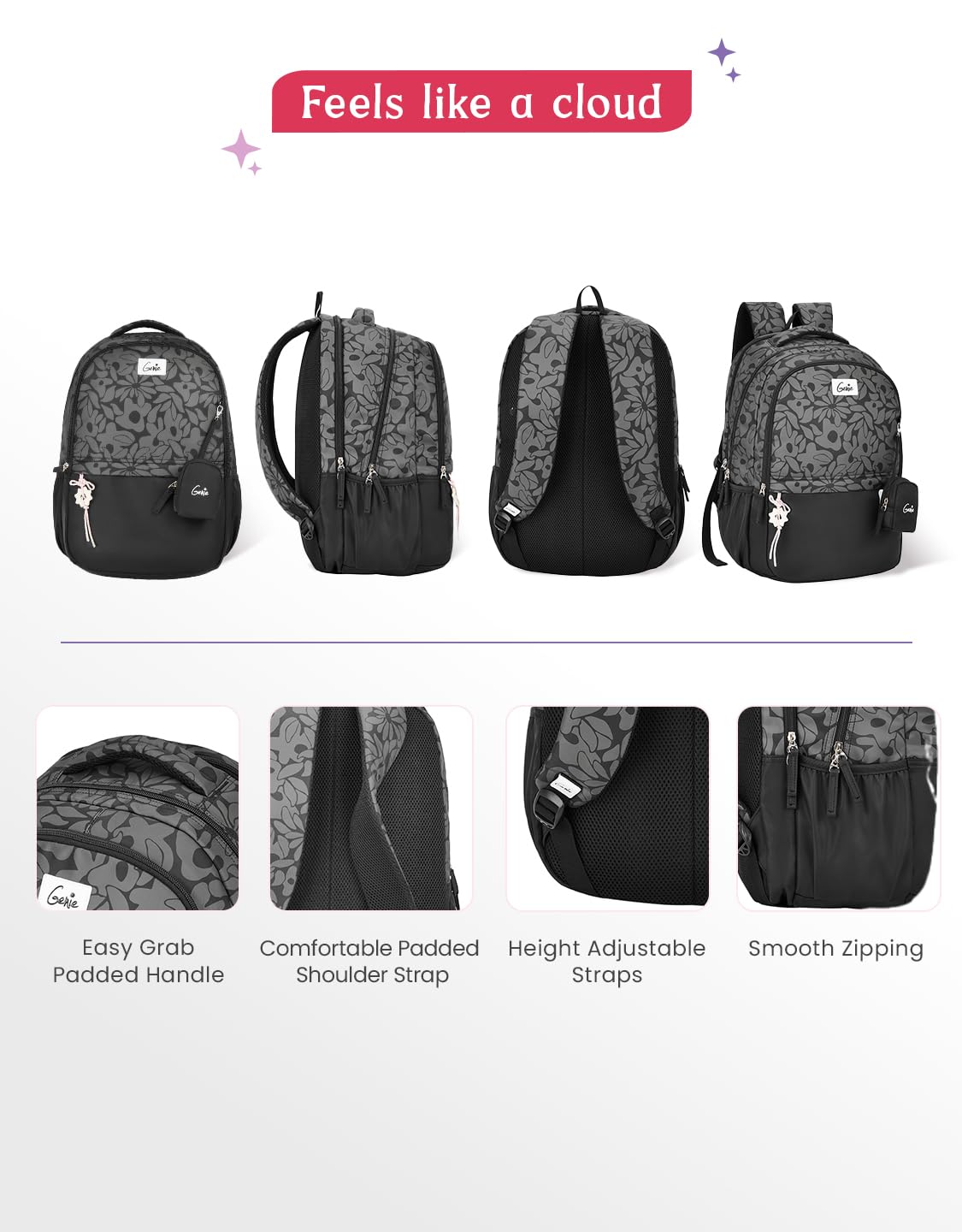 Genie Eleanor Backpack For Girls |19 Inch-40 Litres