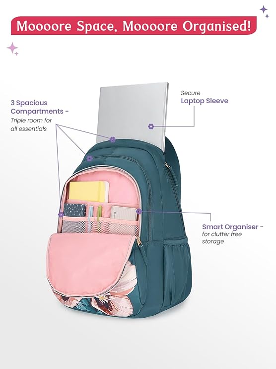 Genie Evepetal Laptop Backpack  For Girls |19 Inch-36 L