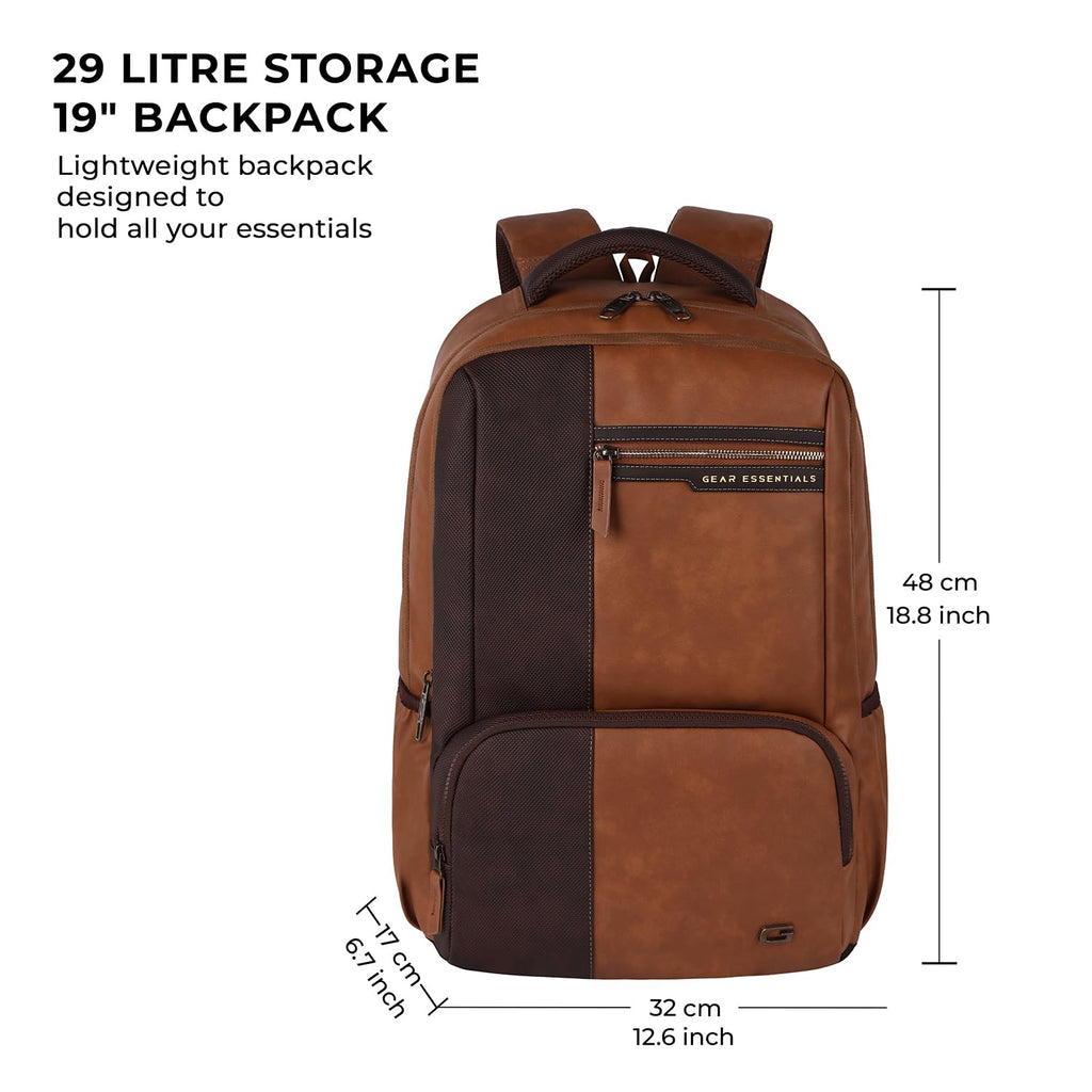 Gear Vintage 4 19"/29L Anti Theft Faux Leather  4 Compartment Laptop Backpack /Casual Backpack College Bag For Men/Women