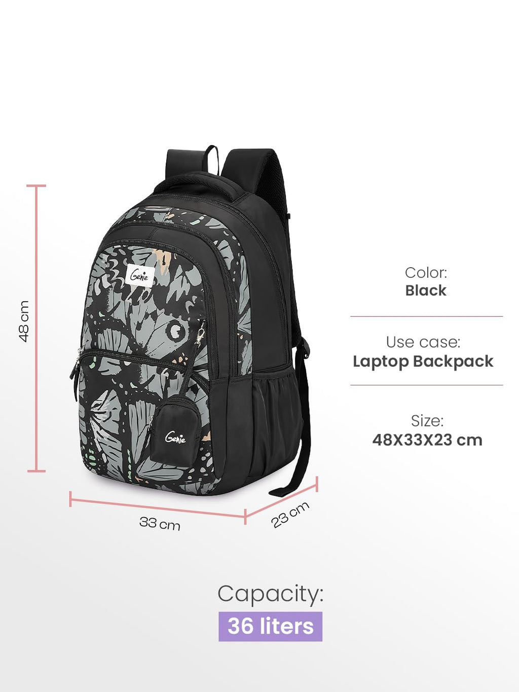 Genie  Morphi Laptop School Backpack  For Girls |19 Inch-36 L