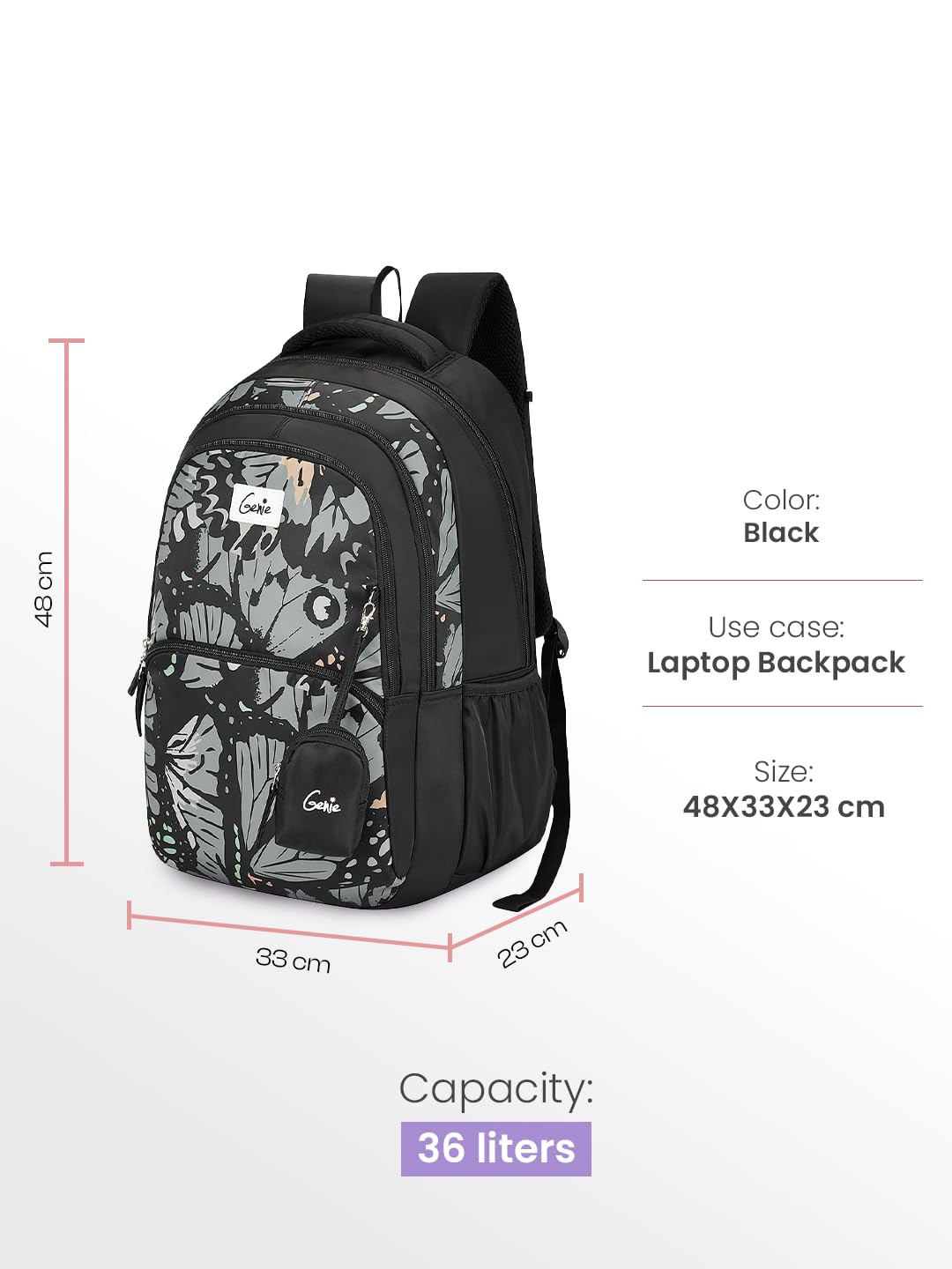 Genie  Morphi Laptop School Backpack  For Girls |19 Inch-36 L