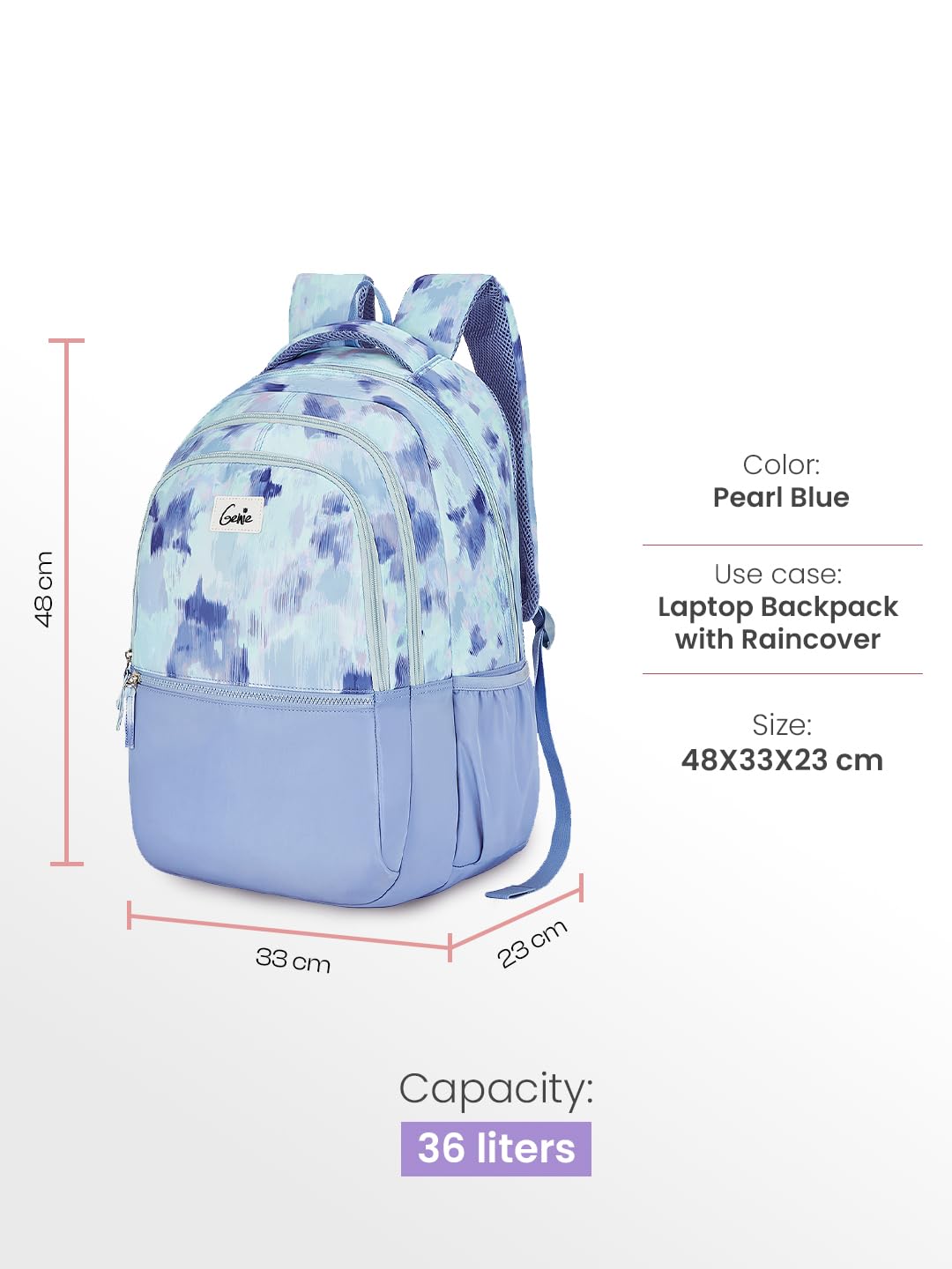 Genie Serena Backpack For Girls |19 Inch-36 Litres