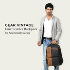 Gear Vintage 4 19"/29L Anti Theft Faux Leather  4 Compartment Laptop Backpack /Casual Backpack College Bag For Men/Women