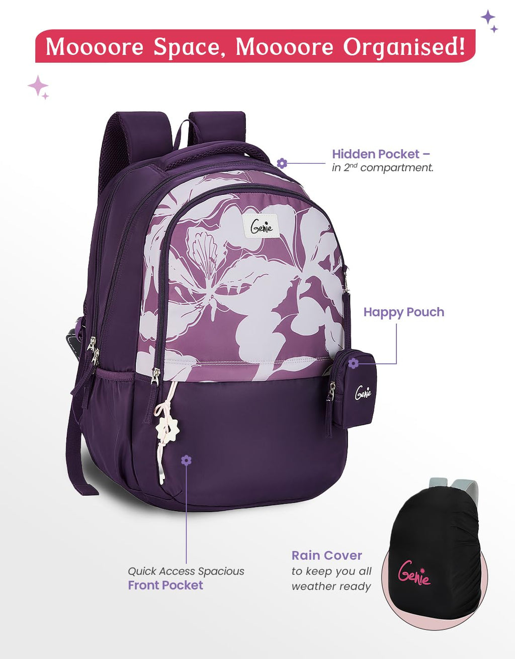 Genie Petone Backpack For Girls |19 Inch-40 Litres