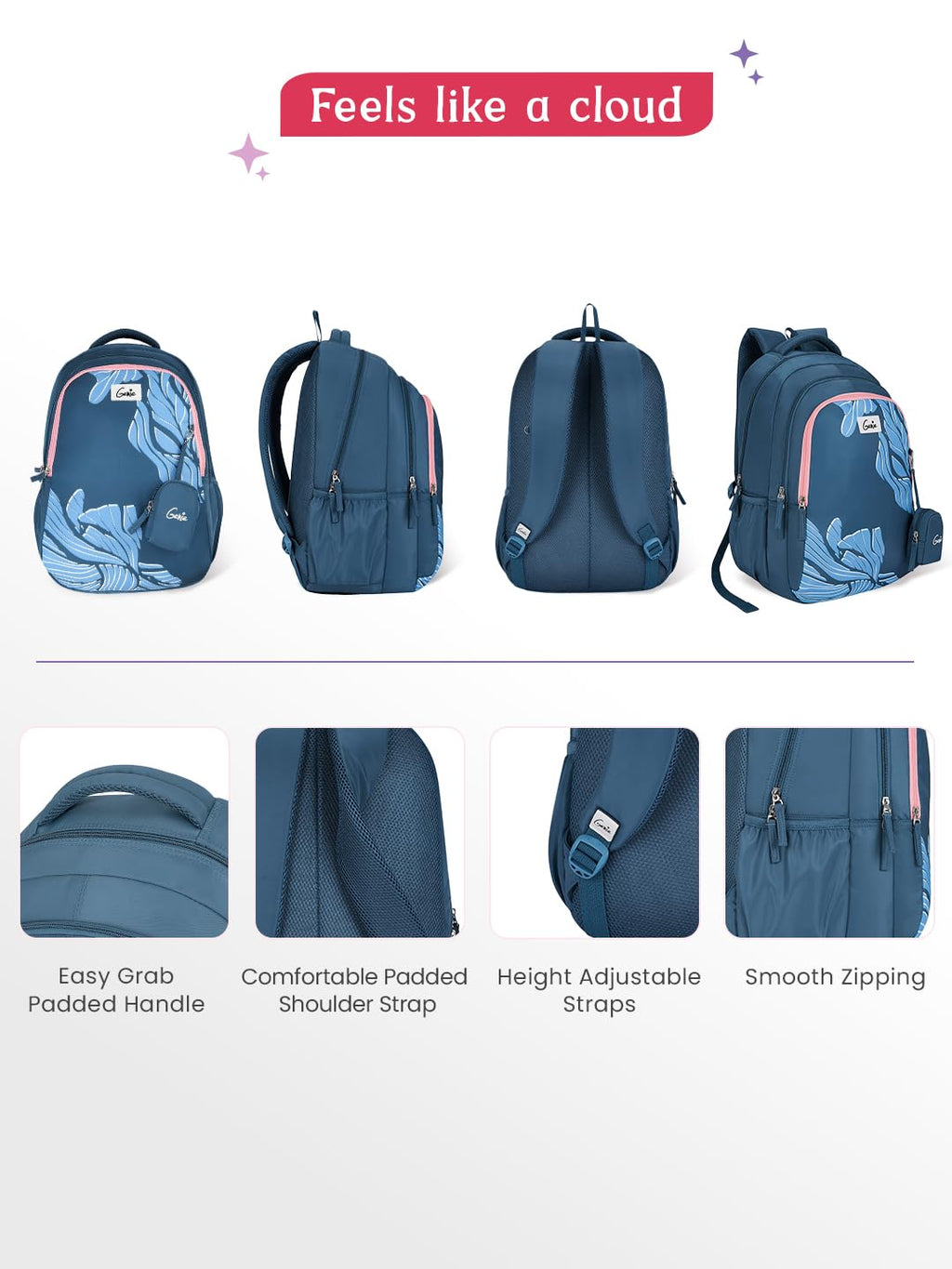 Genie Mira Backpack For Girls |19 Inch-36 Litres