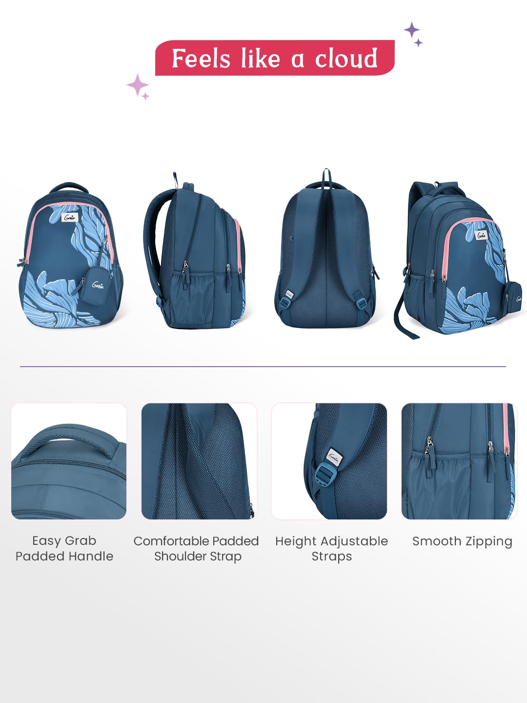 Genie Mira Backpack For Girls |19 Inch-36 Litres