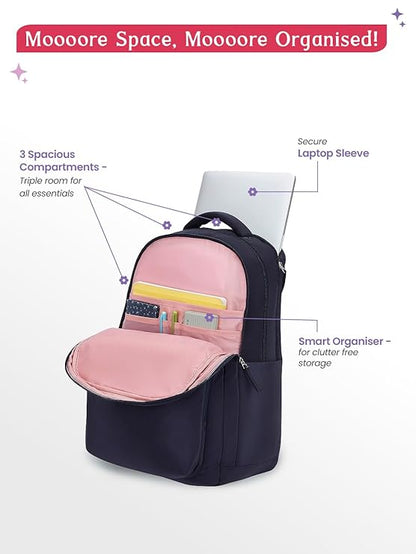Genie Rue Laptop Backpack For Girls |19 Inch-36 L